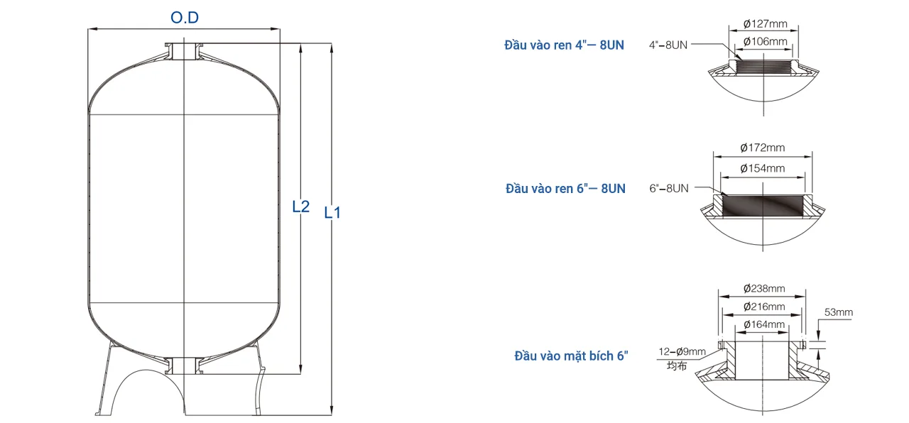 bản vẽ cột composite Pentair 26 - 63 inch